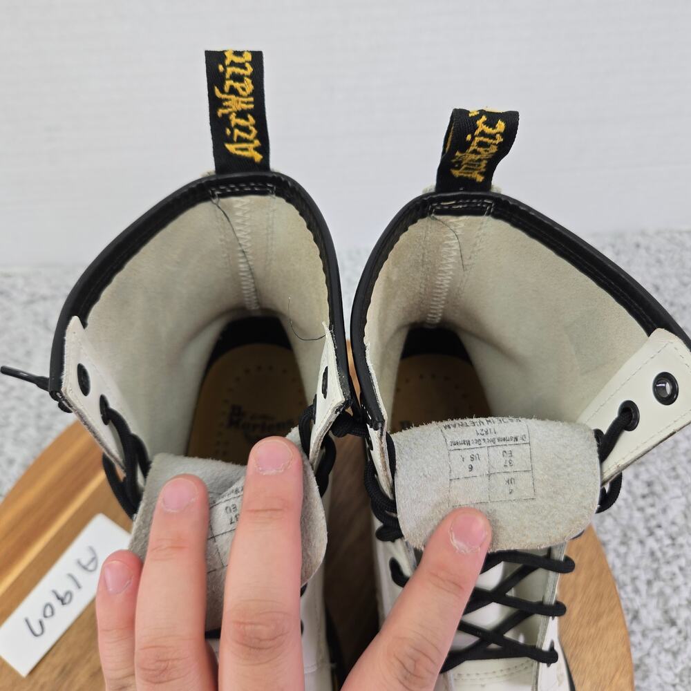 Dr. Martens Womens 6 1460 Smooth Leather White Lace Up Casual Y2K Combat Boots - Picture 12 of 13